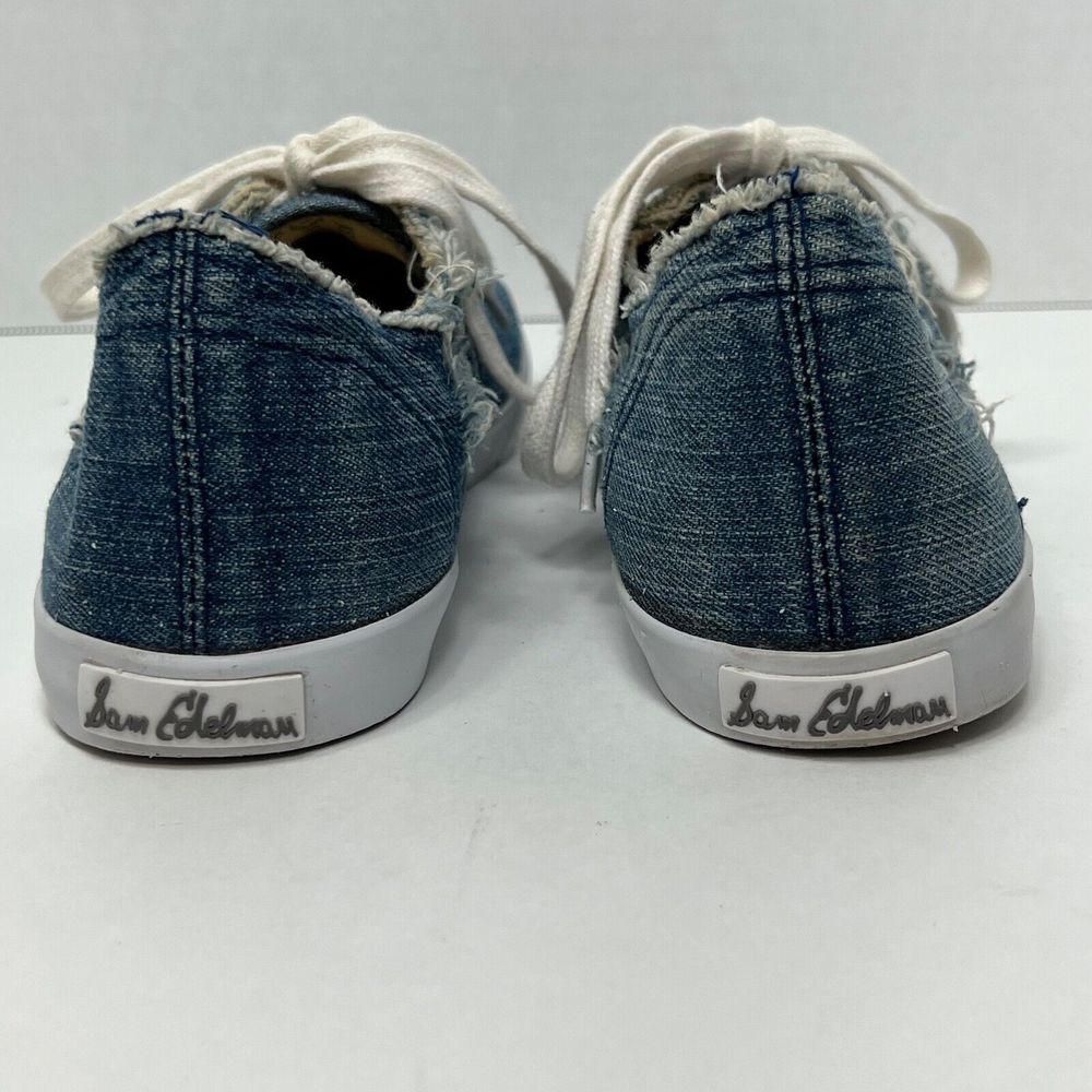 Sam Edelman CALLA Distressed Denim Sneakers Women Size 8 M Frayed Lace Up - Picture 7 of 12